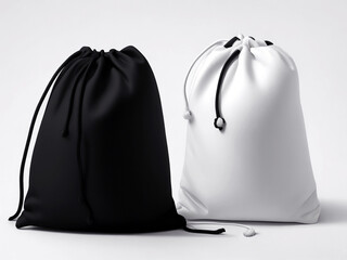 3d rendering of a black and white bag mockup on a white background, Generative Ai