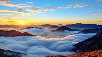 Sunrise over the sea of clouds