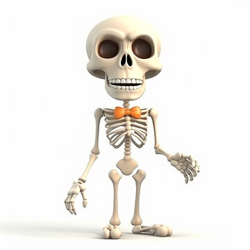 Human skeleton, fantastic monster mutant, unusual creature, funny cartoon 3d illustration on white background, creative avatar