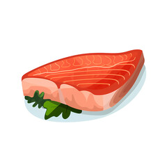 Simplified flat art  illustration of a fish steak 