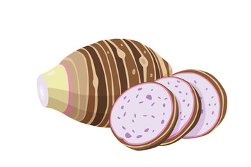 taro isolated on white background.vector cartoon style