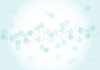 background for science, chemistry, health, education. turquoise hexagons background