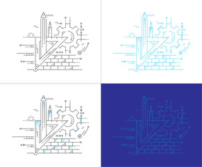 architecture concept for construction, architecture, industry. architecture and architectural symbols. technical drawing architecture concept set