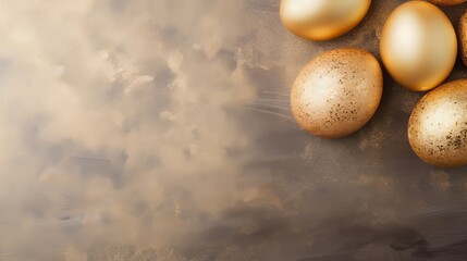 Fototapeta na wymiar Golden Easter eggs. Background for text.