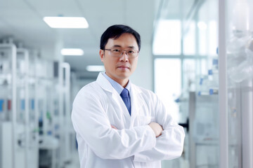 Portrait of a chinese scientist in a modern laboratory