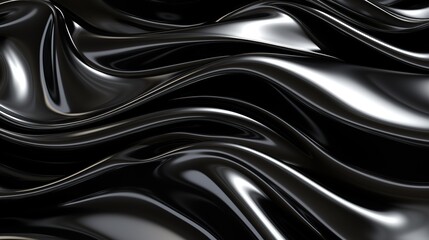 Metal background with black stainless steel texture wavy shapes. Black silver texture