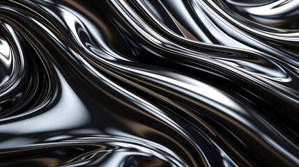 Metal background with black stainless steel texture wavy shapes. Black silver texture