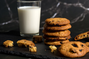 Homemade cookies with chocolate and raisins