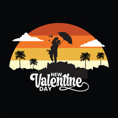 silhouette valentines day celebration social media post template
