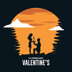 silhouette valentines day celebration social media post template
