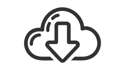 Cloud download outline isolated vector icon on white backgound