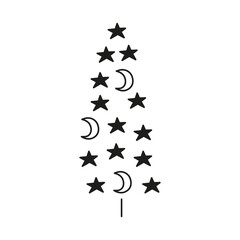 Naklejka premium Doodle outline celestial fir tree.