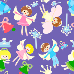 Obraz na płótnie Canvas Christmas Angels kids pattern