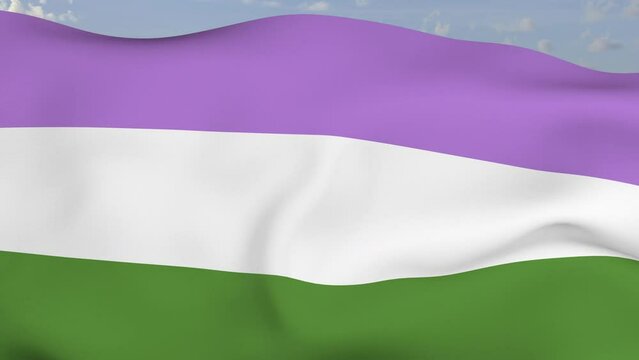 Loop der Pride Genderqueer Fahne wehend im Wind als Nahaufnahme 4K	