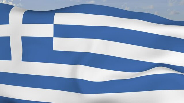  Loop der Griechenland Fahne wehend im Wind als Nahaufnahme 4K