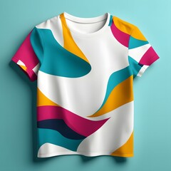 T-Shirt with geometric pattern on blue background