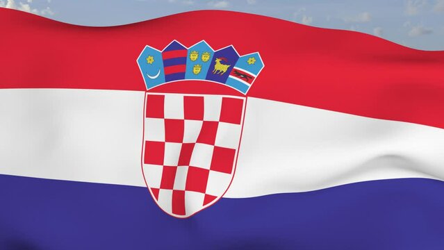  Loop der Kroatien Fahne wehend im Wind als Nahaufnahme 4K