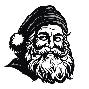 Santa Claus head. Hand drawn illustration