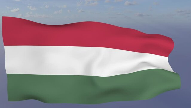Loop der Ungarn Fahne wehend im Wind als Nahaufnahme 4K