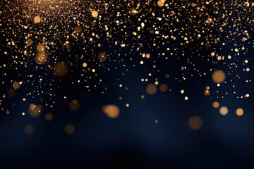 Christmas bokeh background. Blue and gold glitter abstract background on New Year's Eve