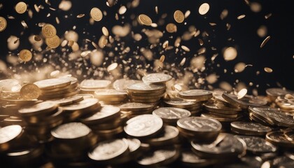 coins falling into the wind - obrazy, fototapety, plakaty