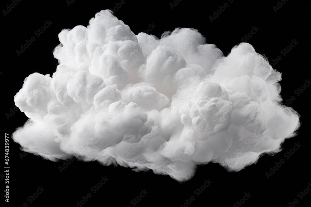 Aufkleber a beautiful cloud of white cotton stands out against a striking black background. this image can be 