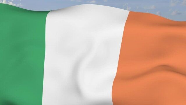 Loop der Irland Fahne wehend im Wind als Nahaufnahme 4K