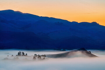 Cloud Inversion, fog, in valley with island