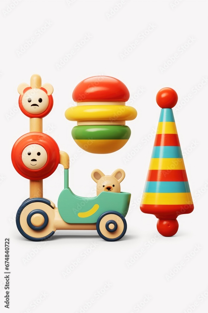 Poster a collection of various toys arranged neatly on a table. perfect for illustrating childhood memories