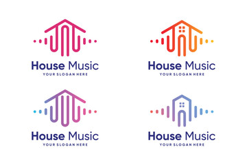 Music house design element vector with creative concept idea