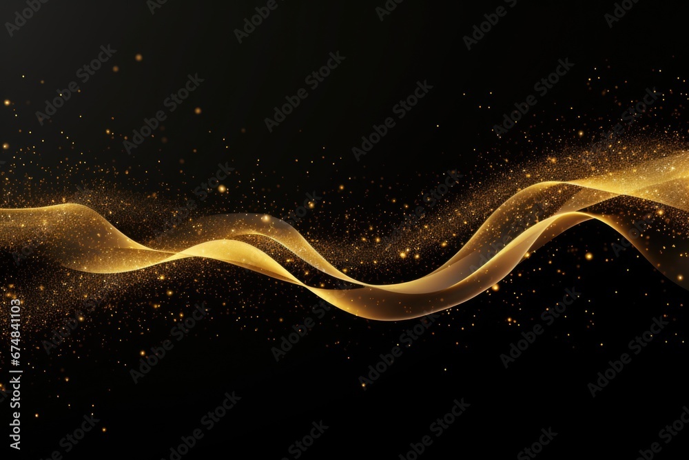 Poster a striking image of a gold wave against a black background. perfect for adding a touch of elegance a