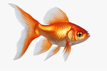 Fototapeta premium A goldfish swimming gracefully on a pristine white surface. This versatile image can be used in various projects and designs.