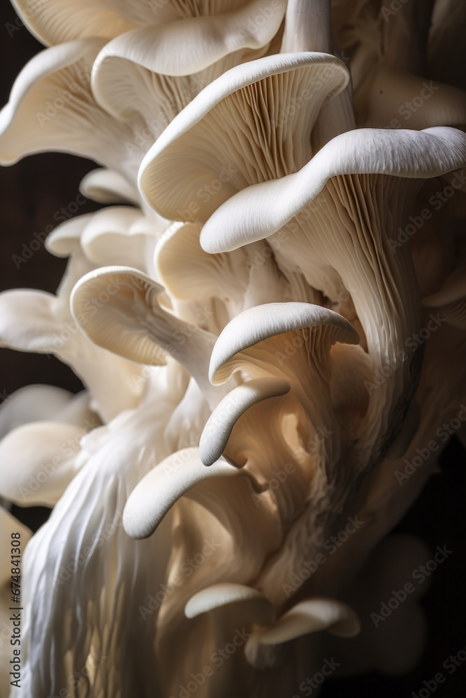 Aufkleber A detailed view of a bunch of mushrooms. This image can be used in various contexts such as nature, food, or gardening