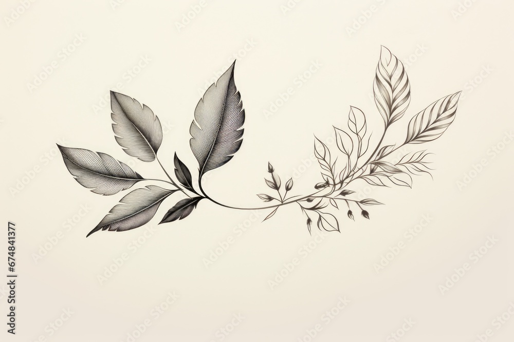 Aufkleber A simple and elegant drawing of a branch with leaves. This versatile image can be used for various design projects