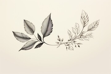 A simple and elegant drawing of a branch with leaves. This versatile image can be used for various design projects