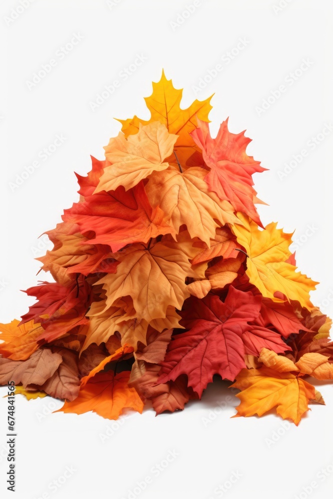 Aufkleber a pile of autumn leaves on a white surface. perfect for adding a touch of nature to your designs or 