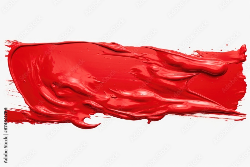 Poster A detailed close up of red paint splattered on a clean white background. This image can be used for various design projects and creative concepts