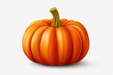 An orange pumpkin sitting on a white background. Perfect for Halloween or autumn-themed designs