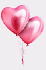 Two pink heart-shaped balloons floating in the air. Ideal for romantic occasions and celebrations