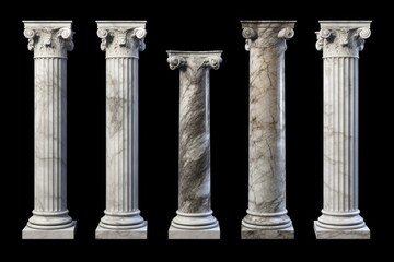 A collection of four marble columns of varying sizes. Perfect for adding a touch of elegance to any architectural or design project
