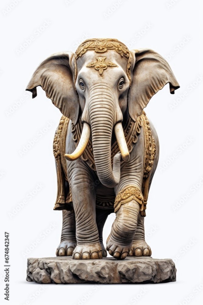 Poster A statue of an elephant on a white background. Suitable for various uses