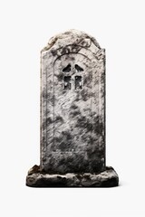 A tombstone with a cross on top. Suitable for memorial or religious-themed projects