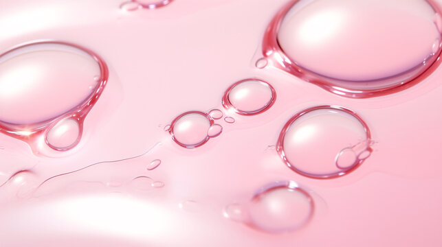 Thick glycerin serum droplet on white backdrop, exhibiting bubbly liquid gel-textured moisturizer.