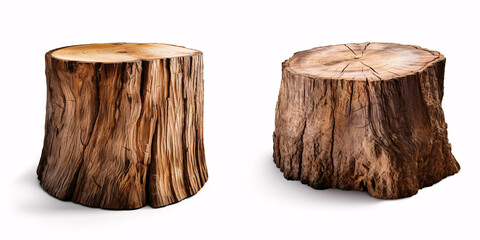A big tree trunk rests on a white background. - Powered by Adobe
