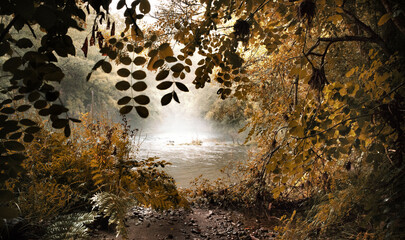 View of the Eume River as it passes through the Fragas do Eume Natural Park in autumn