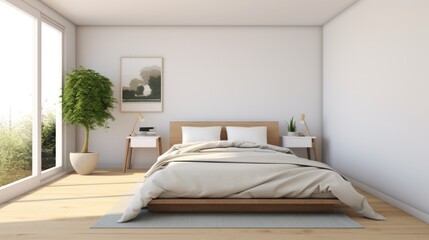 Home mockup, Bedroom interior, Minimal for realistic