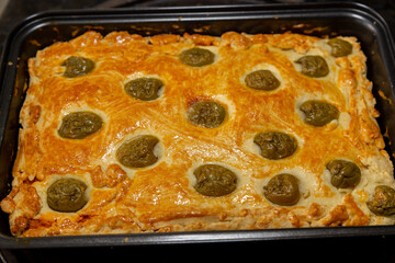 Traditional chicken casserole with olives, typical Brazilian recipe