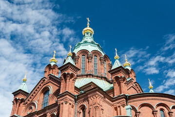 Fototapeta na wymiar The Uspenski church, a Greek Orthodox cathedral in Helsinki