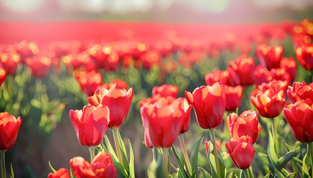 Tulip flower in field with blur background