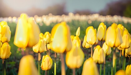 Obraz premium Tulip flower in field with blur background
